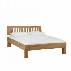 Wildeiche Echtholzbett Cartesna Stabverleimt Und Geöl