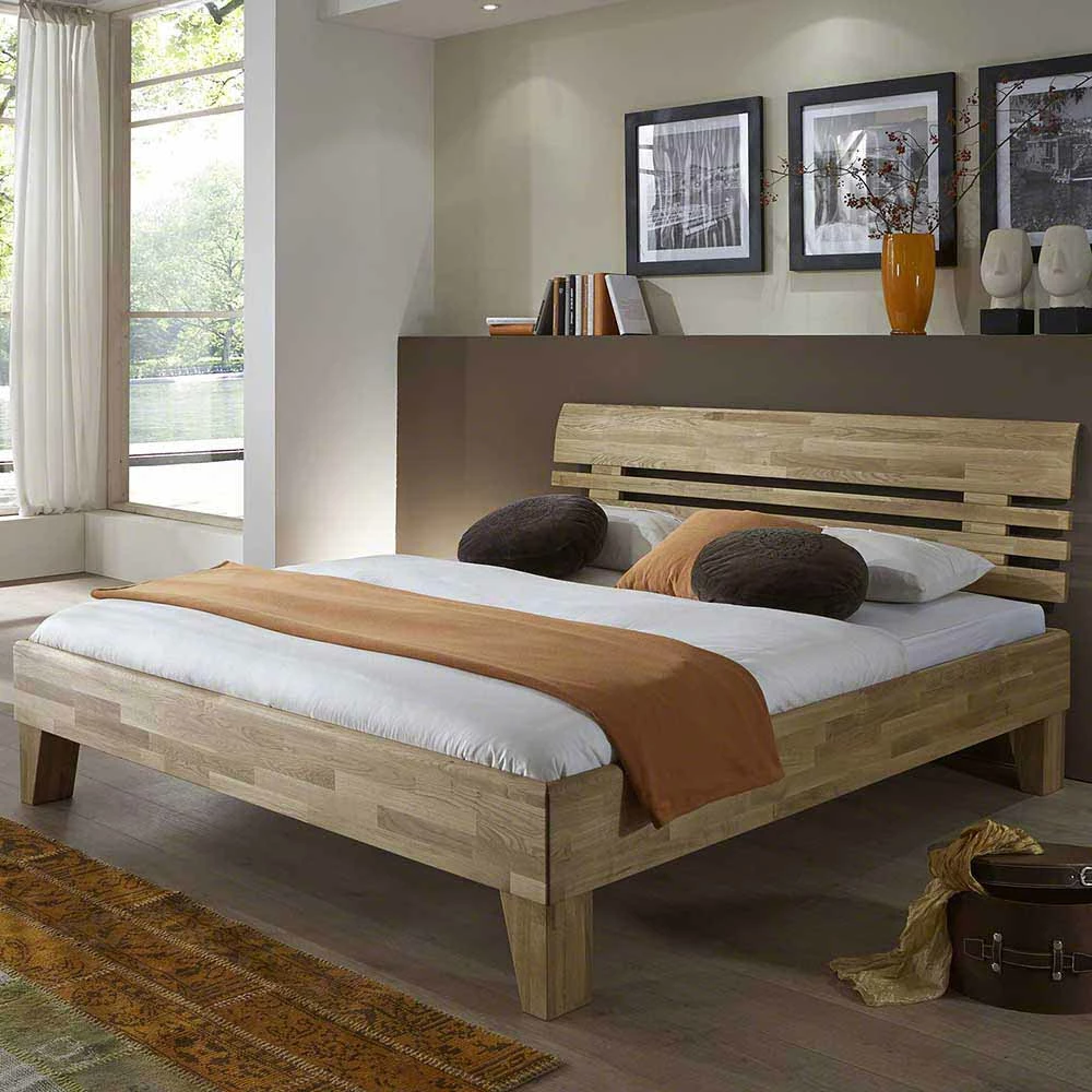 Wildeiche Holzbett Verinaros in Honigfarben geölt Wildeiche Holzbett Verinaros In Honigfarben Geölt -Massivholzbetten Shop wildeiche holzbett honigfarben geoelt auch in ueberlaenge 220cm verinaros 01