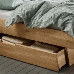 Wildeiche Holzbett Mit Stauraum - Zennian -Massivholzbetten Shop wildeiche holzbett mit stauraum polsterkopfteil in anthrazit zennian 04