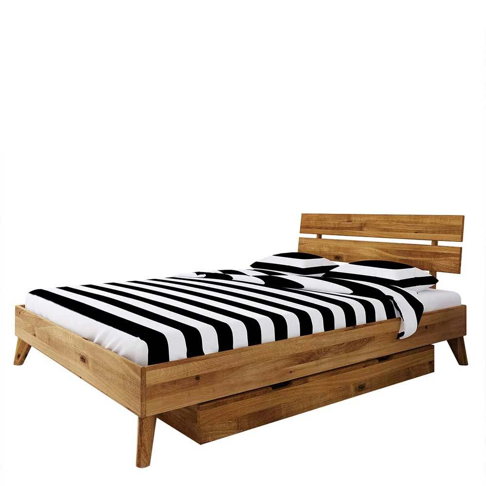 Wildeiche Singlebett in Unterlänge 190 cm - Eavy Wildeiche Singlebett In Unterlänge 190 Cm - Eavy -Massivholzbetten Shop wildeiche singlebett in unterlaenge 190 cm mit bettkasten eavy f
