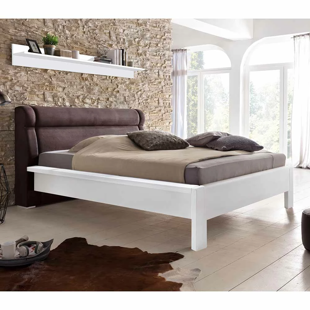 Zweifarbiges Doppelbett Klever In Weiß Und Braun - Image 2